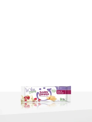 Bubs® Organic Smiley Squares Pear and Beetroot – Halal Baby Snacks